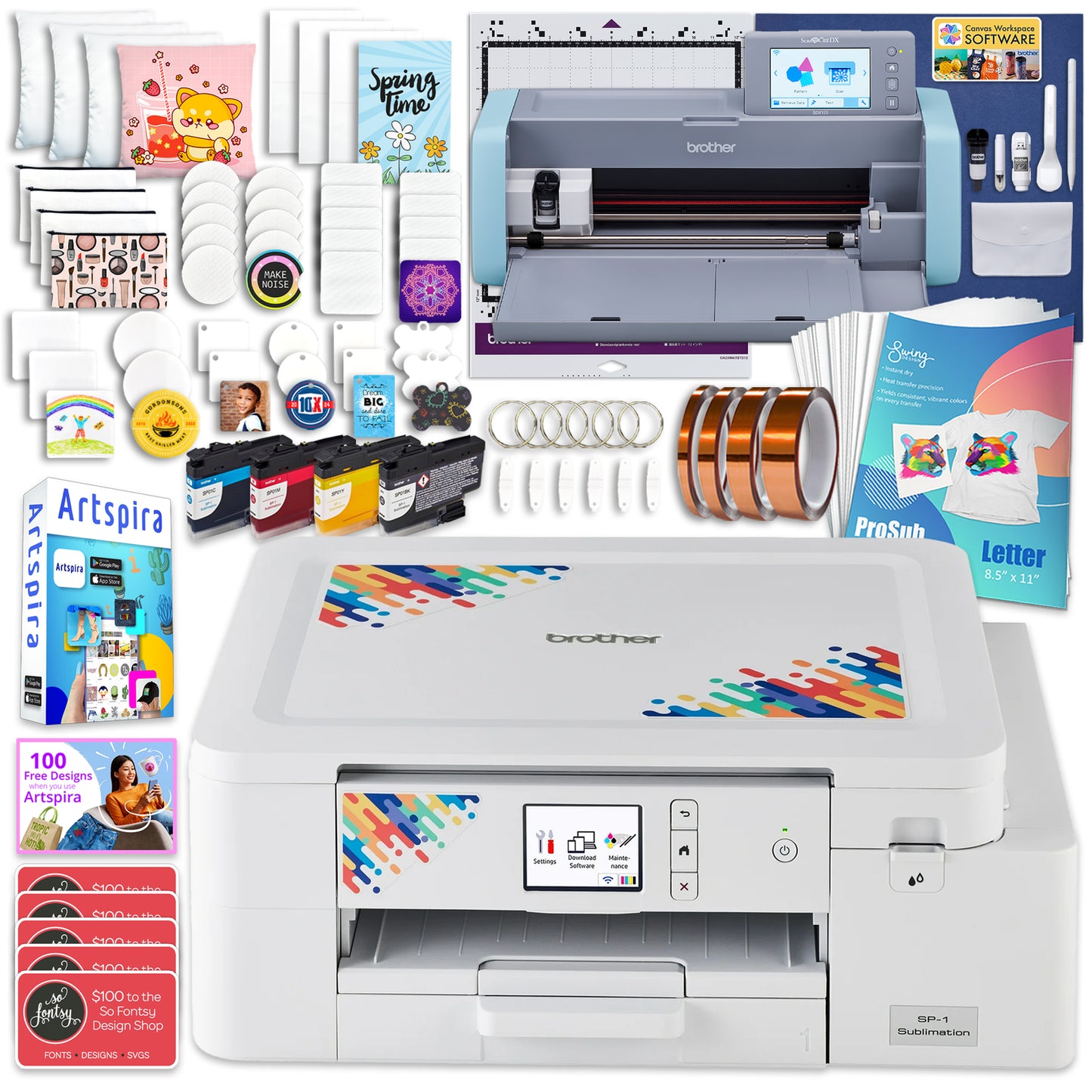 Brother SP-1 Sublimation Printer with Scanncut Fabric & Vinyl Cutter