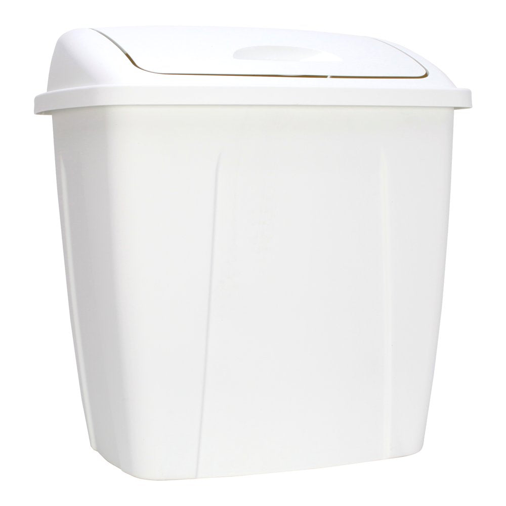 13 Gallon Trash Can, Plastic Swing Top Kitchen Trash Can, White