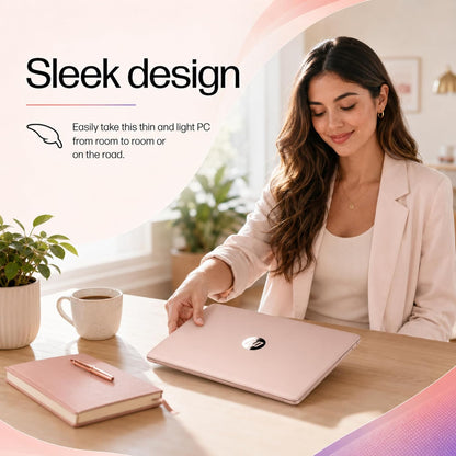 HP Business and Home Laptop, 8GB RAM, 128GB SSD, Intel Processor, Microsoft Office 365 1 Year | No Mouse, Fast Response, Long Battery Life Computer, Rose Gold