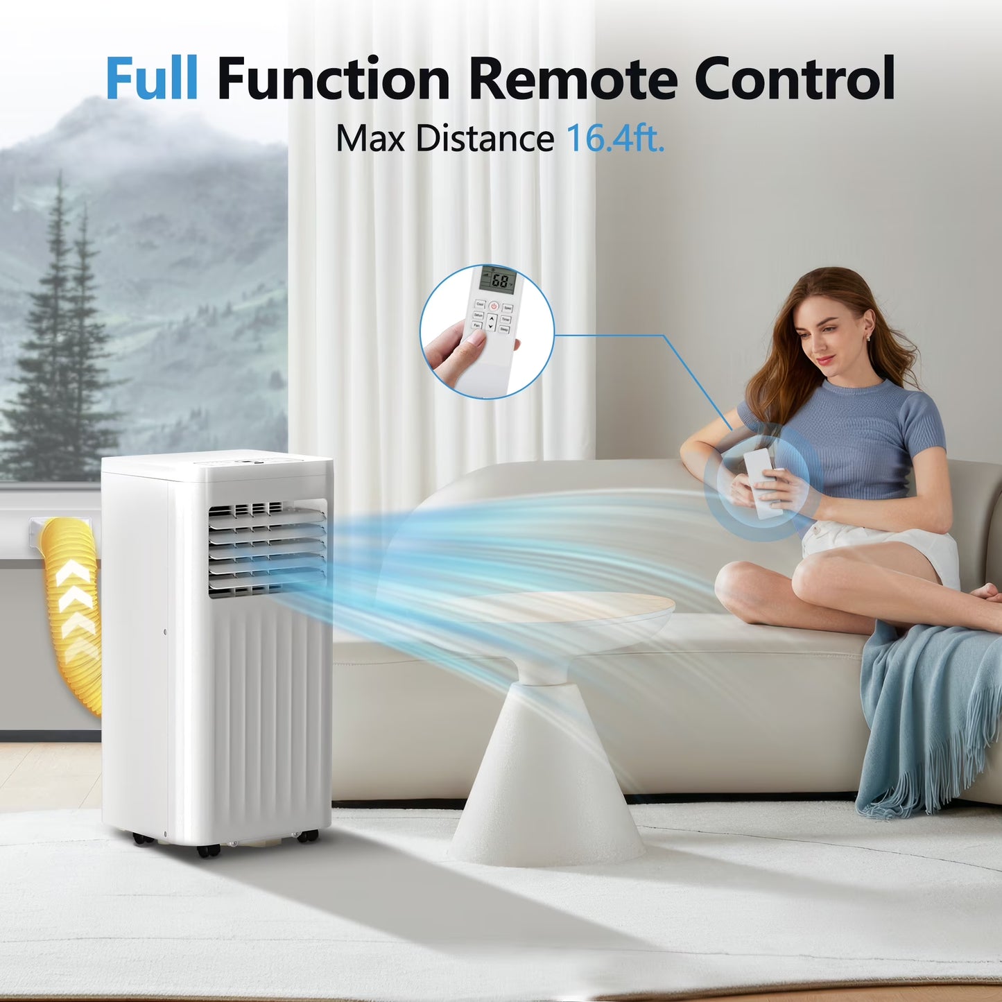 Portable Air Conditioners 8000 BTU Ashrae– 3-In-1 AC Unit, Dehumidifier & Fan with 24-Hour Timer/Remote Control for Home/Office/Apartments/Dorm