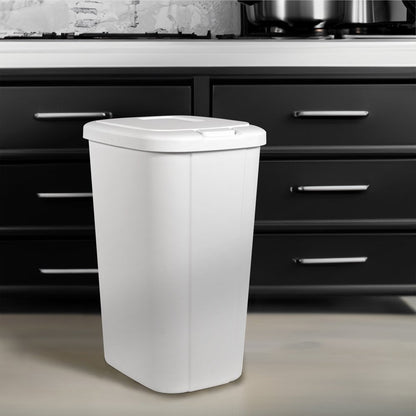 13.3 Gallon Trash Can, Plastic Touch Top Kitchen Trash Can, White