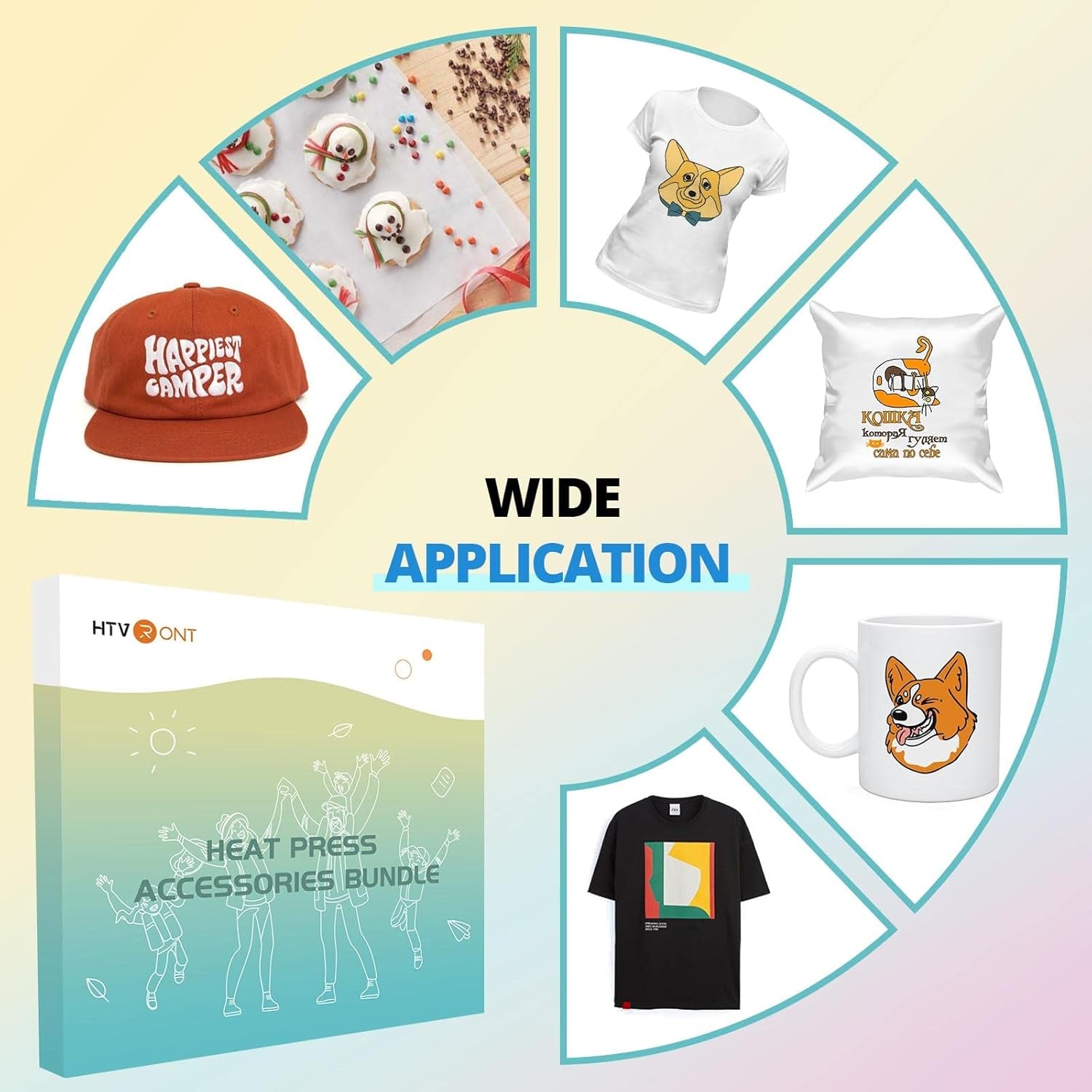 Automatic Heat Press Accessories - 52 Pcs Heat Press Supplies for Intelligent Press Machine, All-In-One Starter Kit, Include Heat Transfer Material & Tools