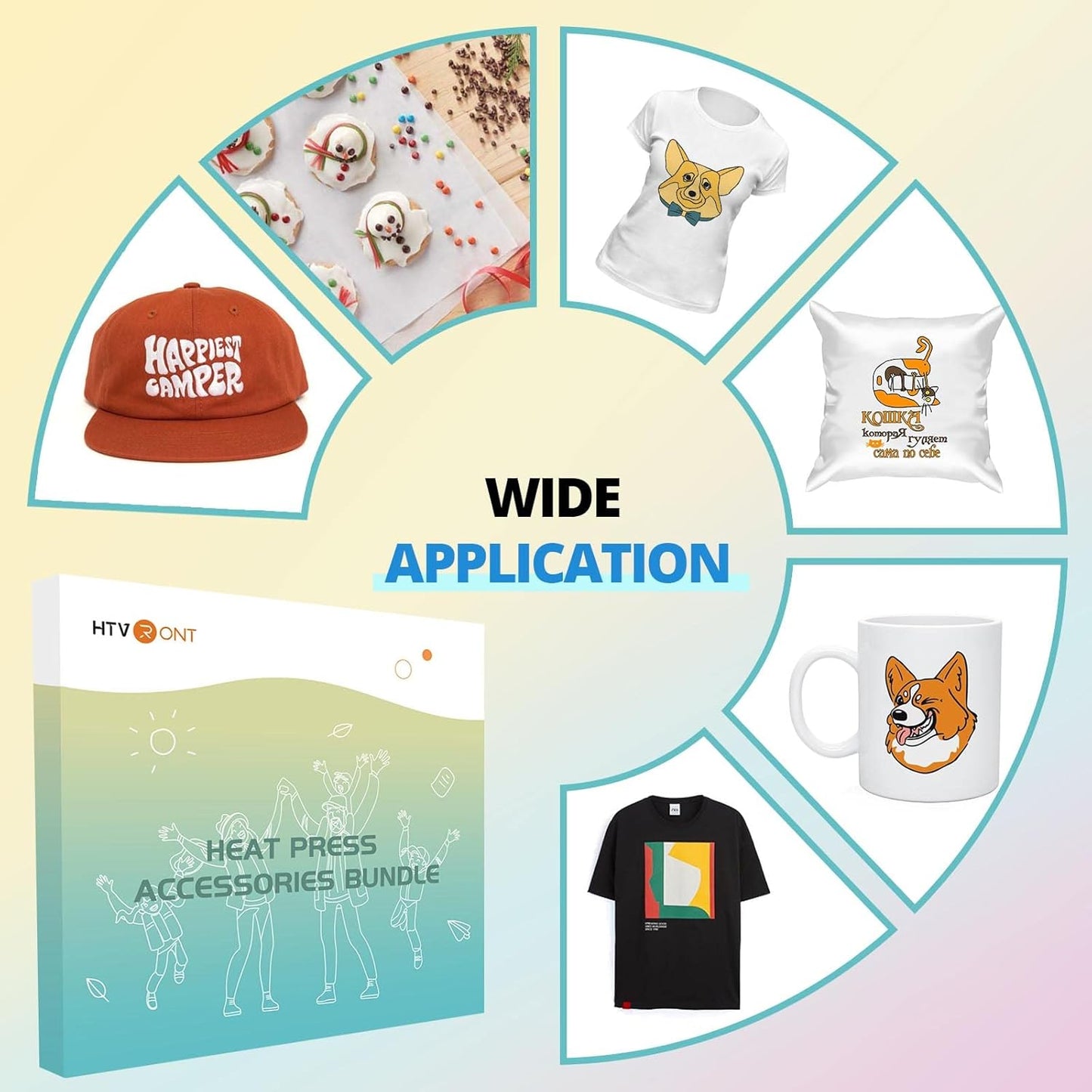 Auto Heat Press Machine for T Shirts - 15X15，52 Pcs Heat Press Accessories & 15"X15" Heat Press Mat for Cricut，12" X 20Ft Black & White Heat Transfer Vinyl