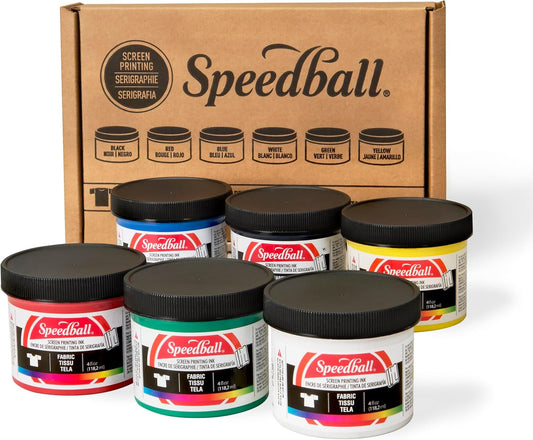 Fabric Screen Printing Ink Starter Set, 6-Colors, 4 Fl Oz for T-Shirt and Silkscreen Printmaking