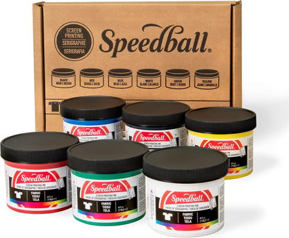 Speedball Fabric Screen Printing Ink Starter Set, 6-Colors, 4 Fl Oz for T-Shirt and Silkscreen Printmaking