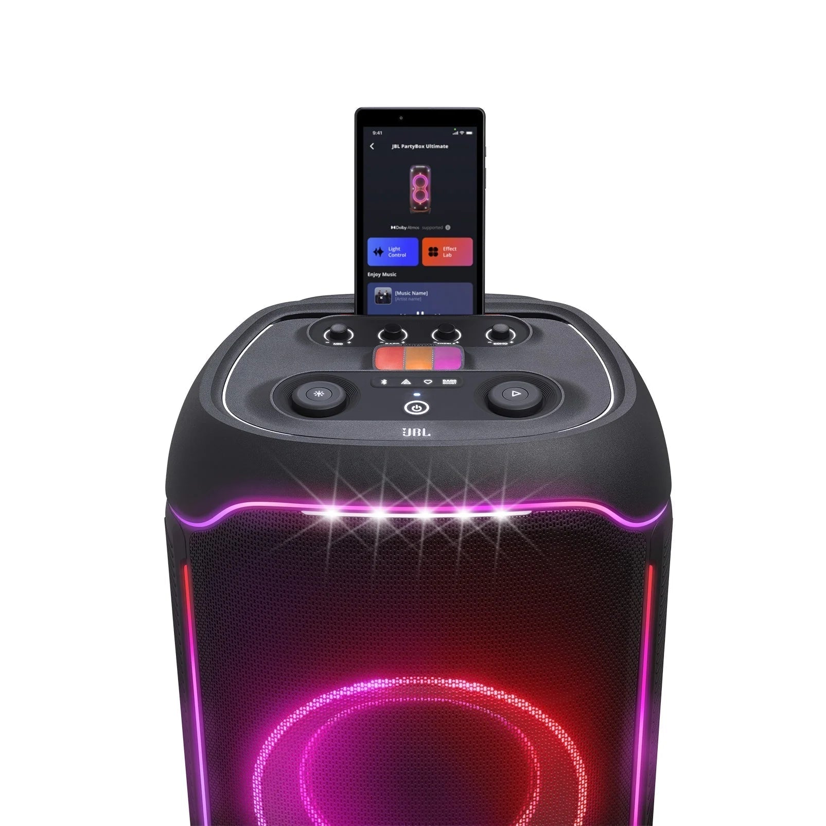 Partybox Ultimate - Massive Party Speaker with Powerful Sound, Multi-Dimensional Lightshow, and Splashproof Design. - Black