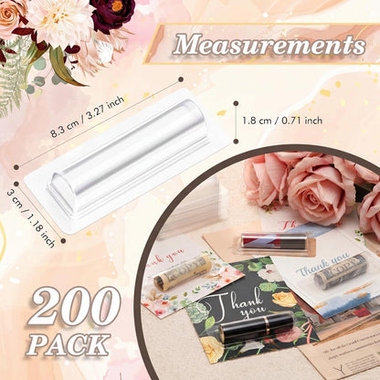 Barydat 200 Pcs Clear Lip Balm Pouches Plastic Money Holder for Cash Gift Lipstick Plastic Domes Compact Money Card Holder with Adhesive Lip Balm Cards for Organize DIY Storage