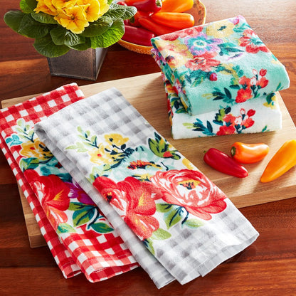 Sweet Romance Kitchen Towel Set, Multicolor, 16"W X 28"L, 4 Piece