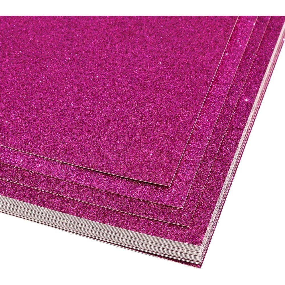 Glitter Cardstock Paper 24 Pack - DIY Glitter Craft Paper Dark Pink - 11 X 8.5 Inches