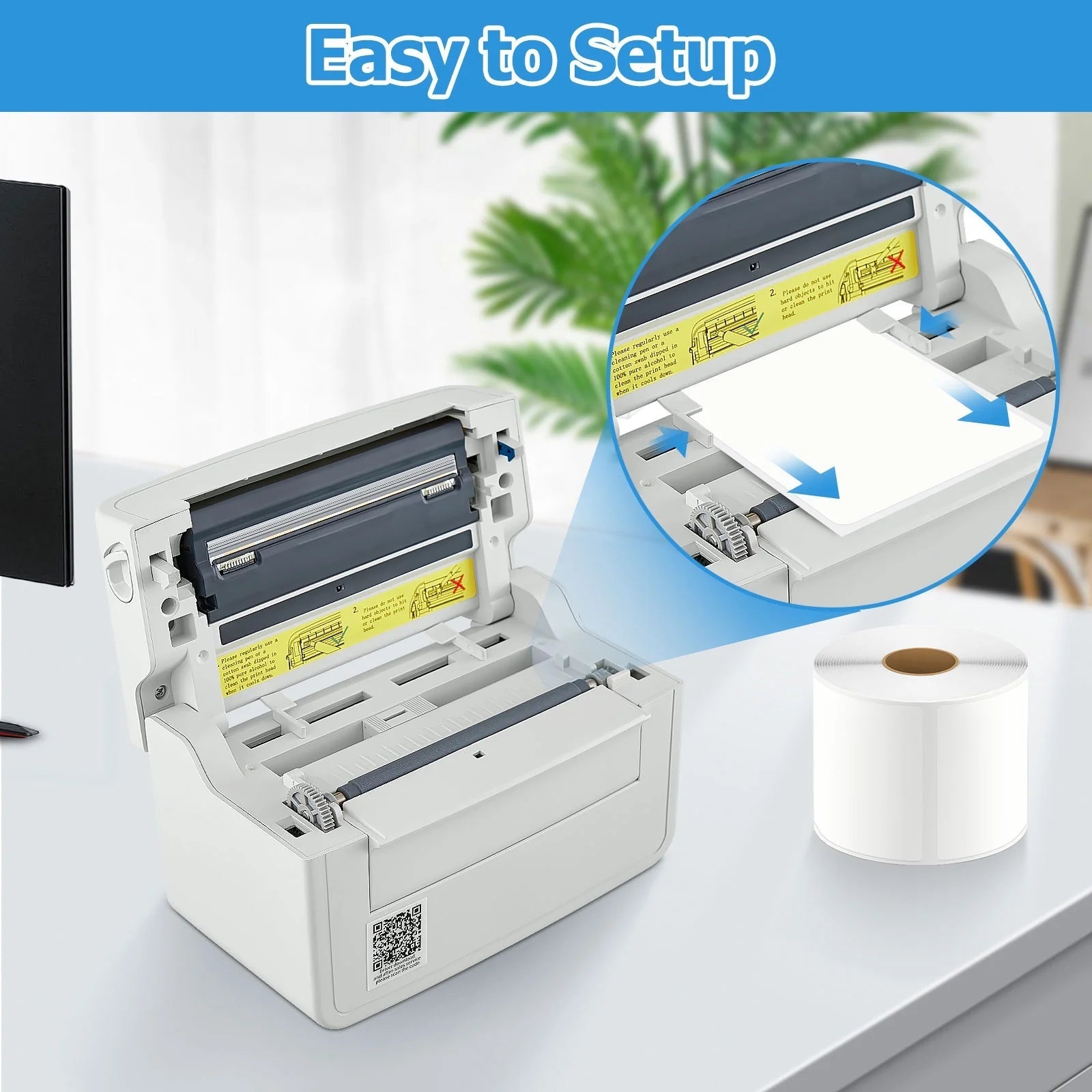 Thermal Label Printer, 203DPI Usb-Bluetooth Shipping Label Printer with Holder