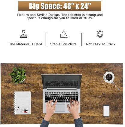 47 Inch Computer Desk Modern Writing Desk, Simple Study Table, Industrial Office Desk, Sturdy Laptop Table for Home Office, Vintage