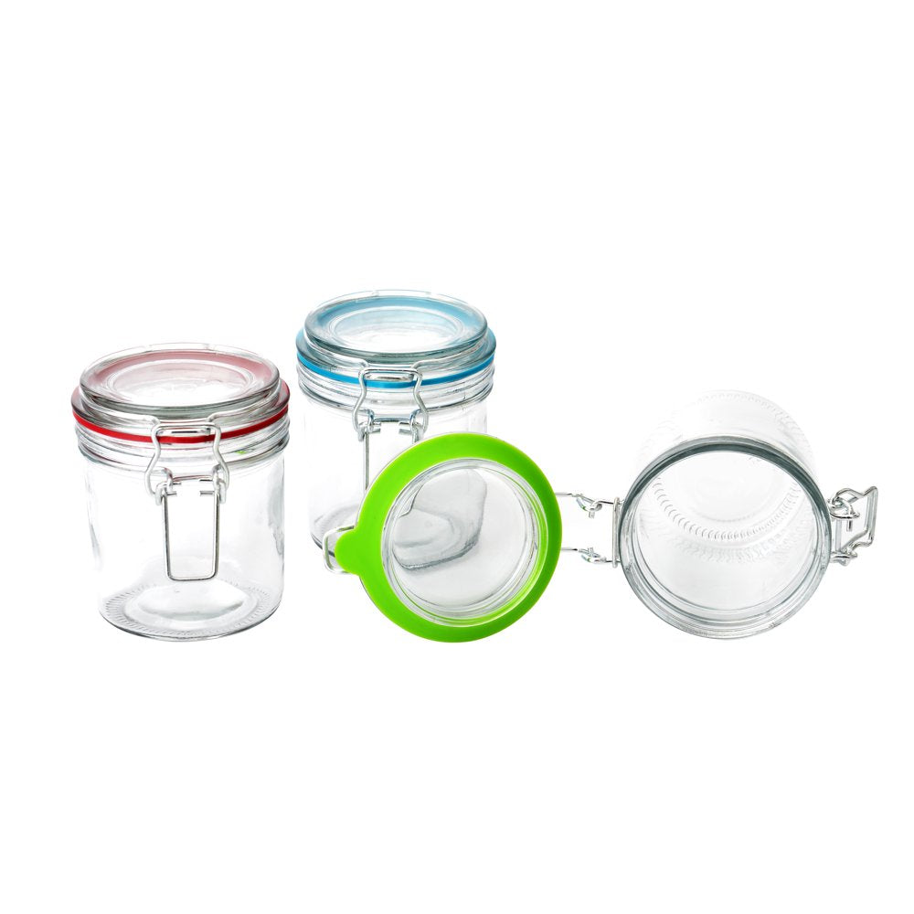 Kitchen Storage 9.4-Ounce Clear Glass Lock Lid Jar with Silicone Gasket