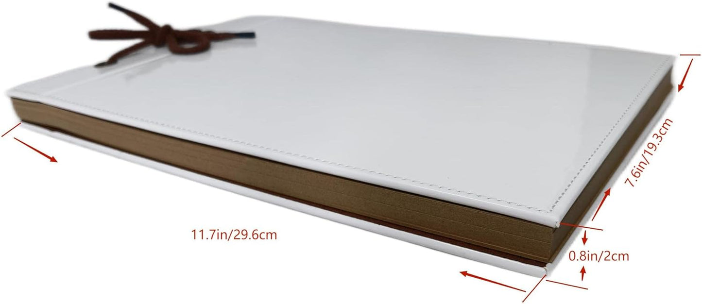 Sublimation Photo Album Blanks Leather Diy Family Scrapbook Photo Album Expandable 11.6X7.5 Inches 80 Pages (Brown)