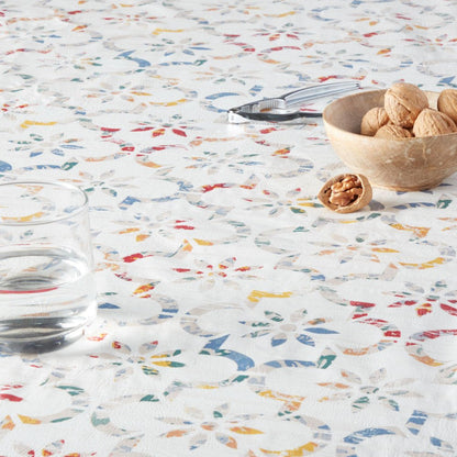 Ogee Tile PEVA Tablecloth, Multicolor, 60"W X 102"L Rectangle, Available in Various Sizes