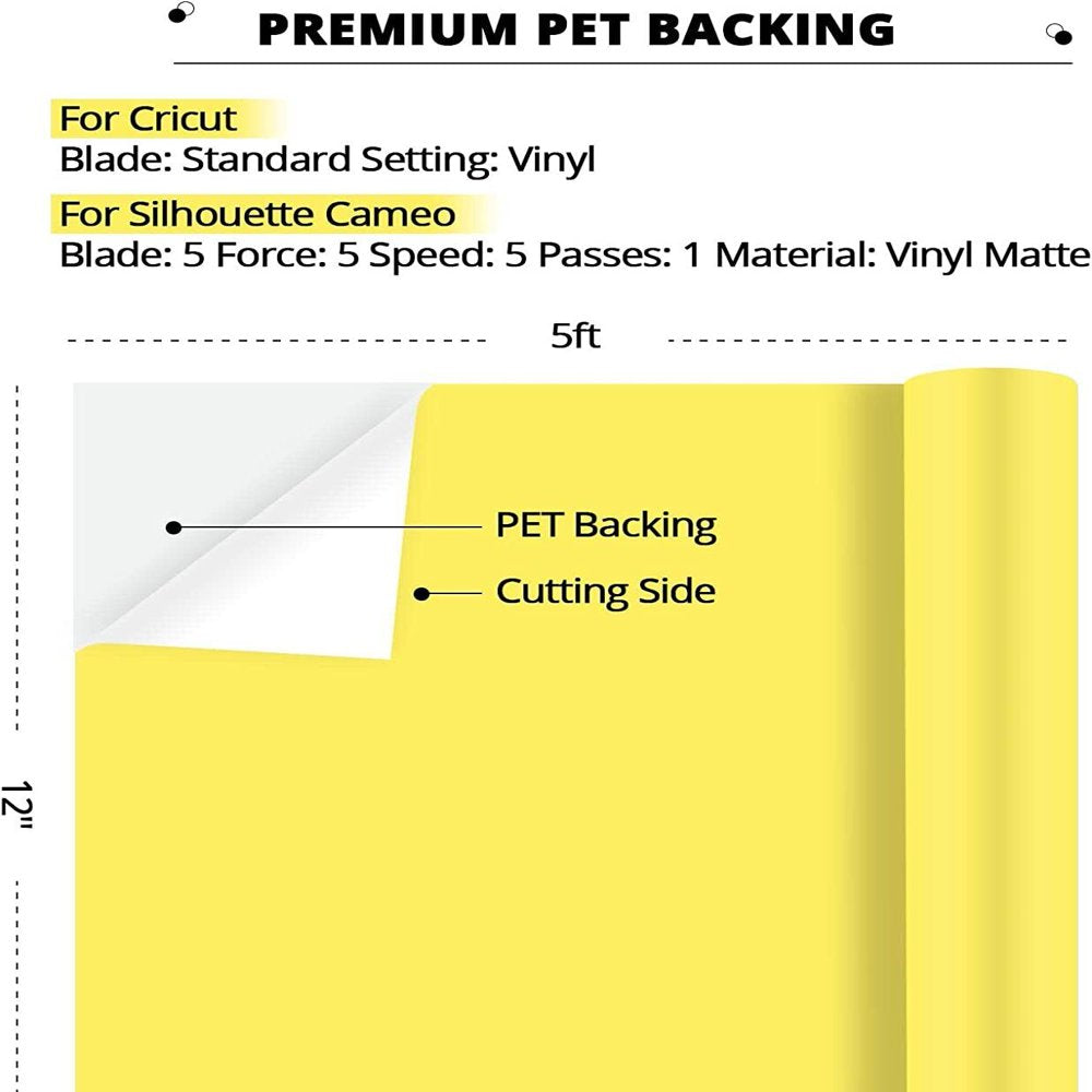 Glow in Dark Permanent Vinyl 12" X 5 FT Neon Permanent Adhesive Vinyl Roll for Craft Cutter（Fluorescein to Yellow）