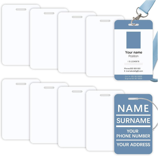 32Pcs Sublimation Id Badge Blanks Luggage Tag Aluminum Double Sided Id Cards Name Tags Metal Keychain Sublimation Blanks Bulk Products Items