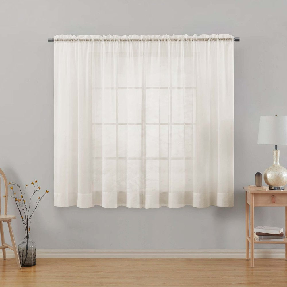 Sheer Voile Single Curtain Panel 59"X63" Ivory