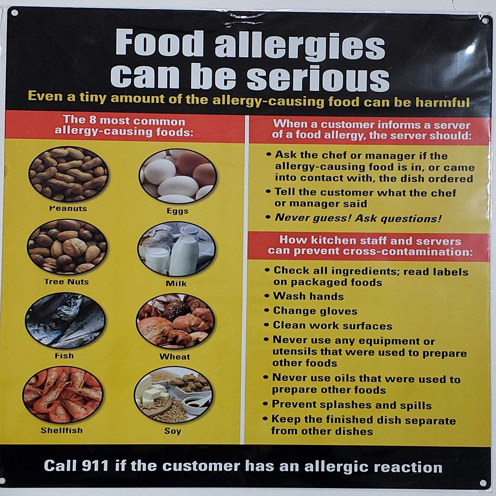 Food Allergies Sign (Aluminium Rust Free, Commercial USE, 14.25X15.75)