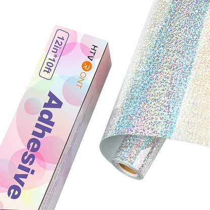 12" X 10FT Holographic Sparkle Gold Glitter Adhesive Vinyl Permanent Roll for Cricut