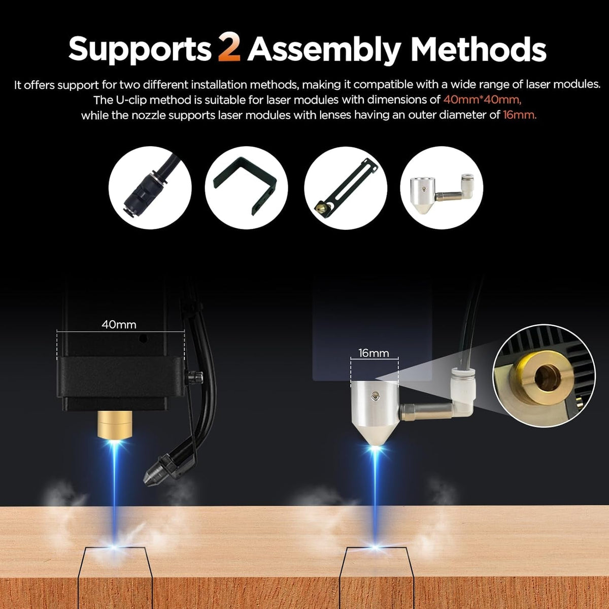 ACMER C4 Air Assist Pump Kit, 30L/Min Adjustable Airflow for Laser Cutters & Engravers, Enhances Cutting Precision, Removes Smoke and Dust, Reduces Surface Temperature