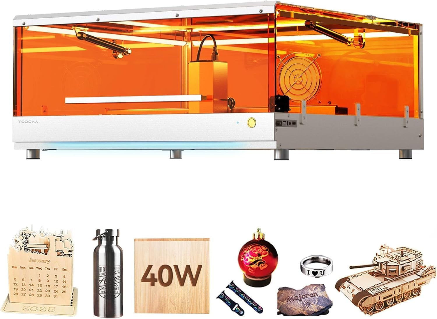 TOOCAA 40W Enclosed Laser Engraver with Smart Air Assist, 400Mm Metal Honeycomb Panel, 22" X 22" Large Bed Size, Class1 Safety Laser Cutter for Tumbler Wood Metal Acrylic Big Production Batch Ready