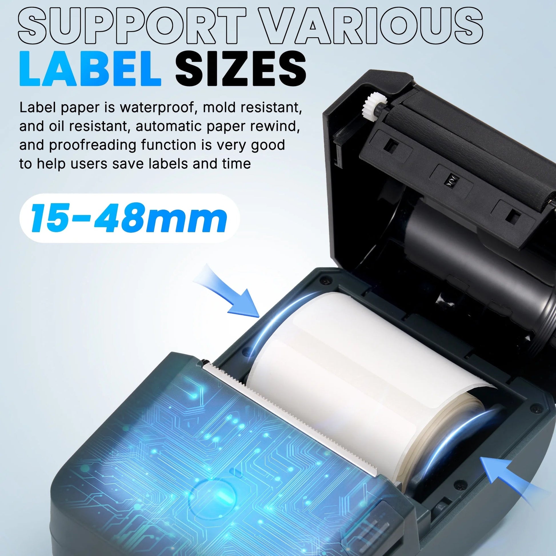 Label Maker Machine with Tape,Bluetooth Label Maker,Wide Waterproof Label Thermal Label Printer for Small Business,Address, Logo, Retail, Blue