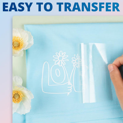 White HTV Heat Transfer Vinyl - 12" X 40FT Iron on Vinyl for All Cutting Machines, Easy to Use for Heat Vinyl Design