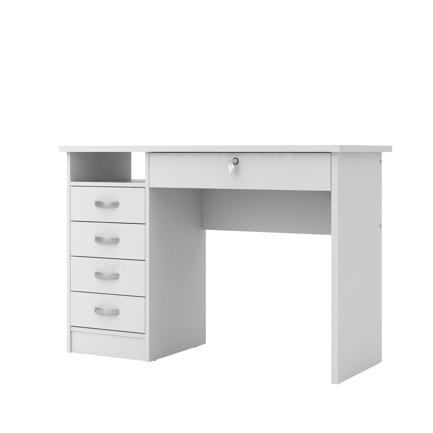 Walden 5 Drawer Office Desk with 1 Locking Drawer for Adults, White