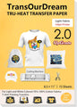 Transourdream Upgraded Iron on Heat Transfer Paper for T Shirts (8.5X11'', 15 Sheets) Iron-On Transfers Paper for Light Fabric Printable Heat Transfer Vinyl for Inkjet Printer (TOD-4-15)