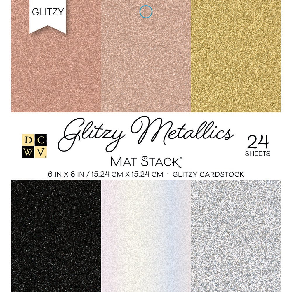 Single-Sided Cardstock Stack 6"X6" 24/Pkg Glitzy Metallics W/Glitter