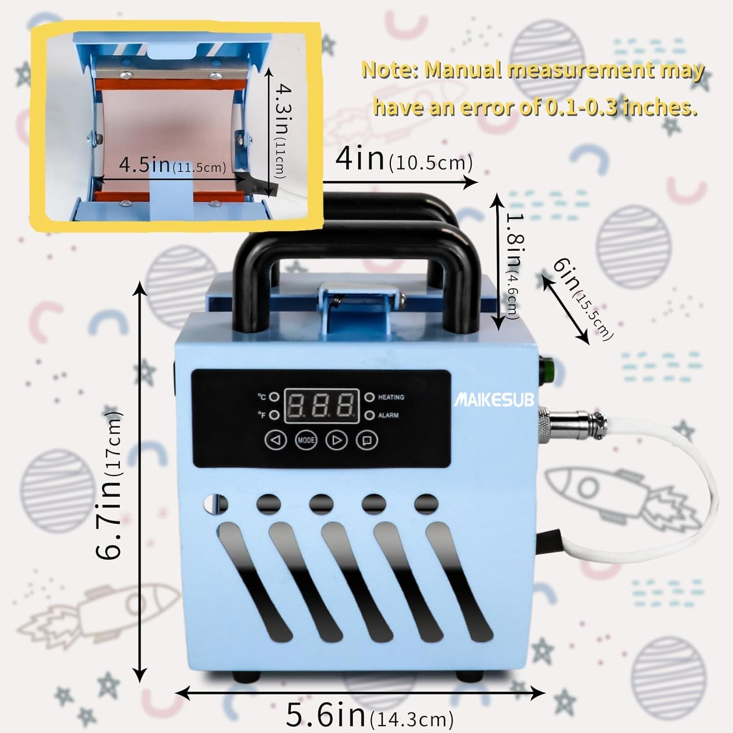Mug Press Upgrade Mug Heat Press Machine for 10Oz-15Oz Coffee Mugs 16Oz Skinny Straight Cups, Handheld Lightweight Mug Press Sublimation Machine Cup Heat Press Mini Tumbler Press