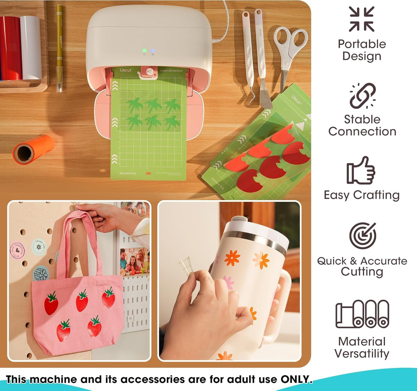 Glee S501 Vinyl Cutting Machine, Likcut Weeding Tools Set, 3Pcs Weeding Kits