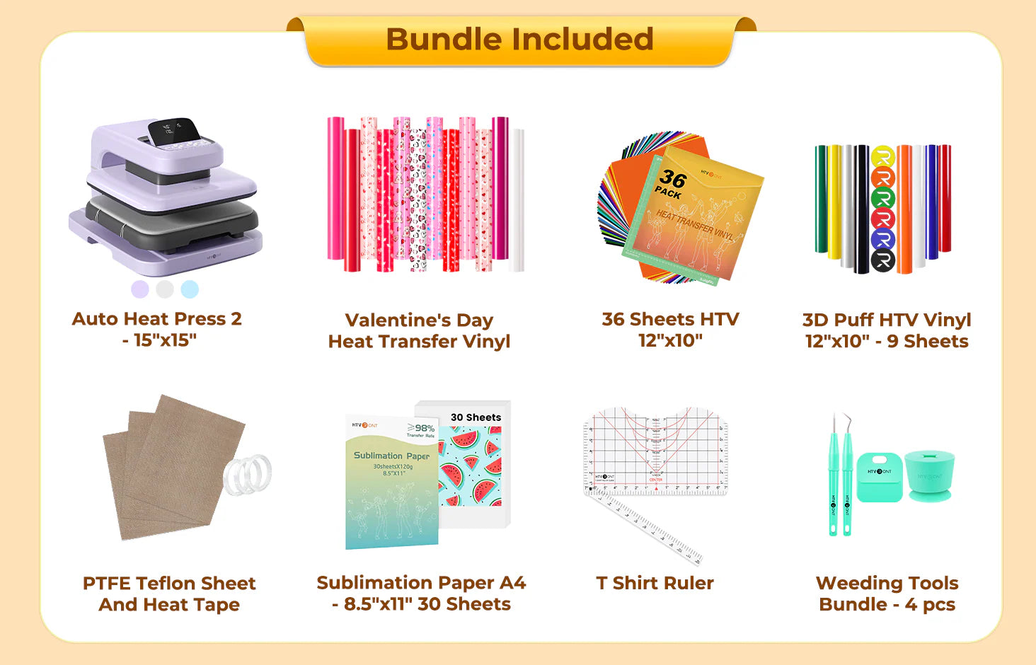 [Easter Best Deal] HTVRONT Auto Heat Press 2+Great Value Bundle