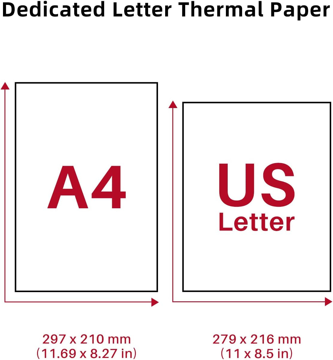 Phomemo US Letter Thermal Printer Paper, Advanced Thermal Printing, Phomemo Paper Compatible with TATTMUSE M08F-Letter, M832, M834, MT800/A285M Portable Printer, 8.5" X 11", 200 Sheets