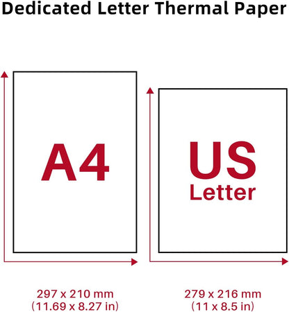 Phomemo US Letter Thermal Printer Paper, Advanced Thermal Printing, Phomemo Paper Compatible with TATTMUSE M08F-Letter, M832, M834, MT800/A285M Portable Printer, 8.5" X 11", 200 Sheets
