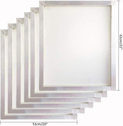 Aluminum Silk Screen Printing Screens 20 X 24 Inch Frame-110 White Mesh (6 PCS)