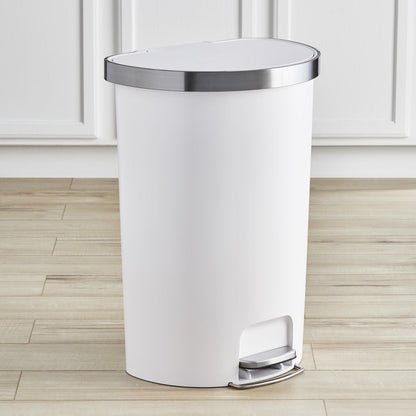 14.5 Gallon Trash Can, Plastic Step Kitchen Trash Can, White