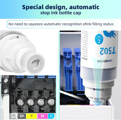 OFFICENTER T522 522 Ink Refill Bottles for ET-2760 ET-4760 ET-2750 ET-2720 ET-3760 ET-2850 ET-15000 ET-2800 ET-4700 ST-4000 ST-2000 ET-3710 ET4810 ET-3850 ET-3750 ET-2803 Printer (2BK C M Y)