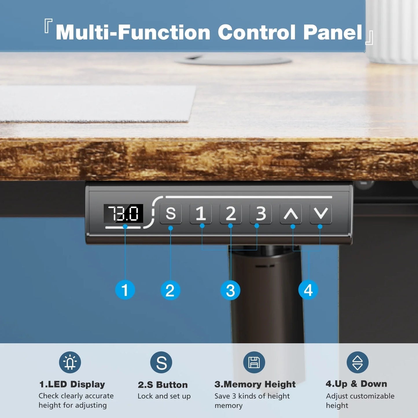 Electric Standing Desk, Height Adjustable Desk, 63 X 24 Inches Ergonomic Stand up Desk with Memory Preset and T-Shaped Metal Bracket for Home Office