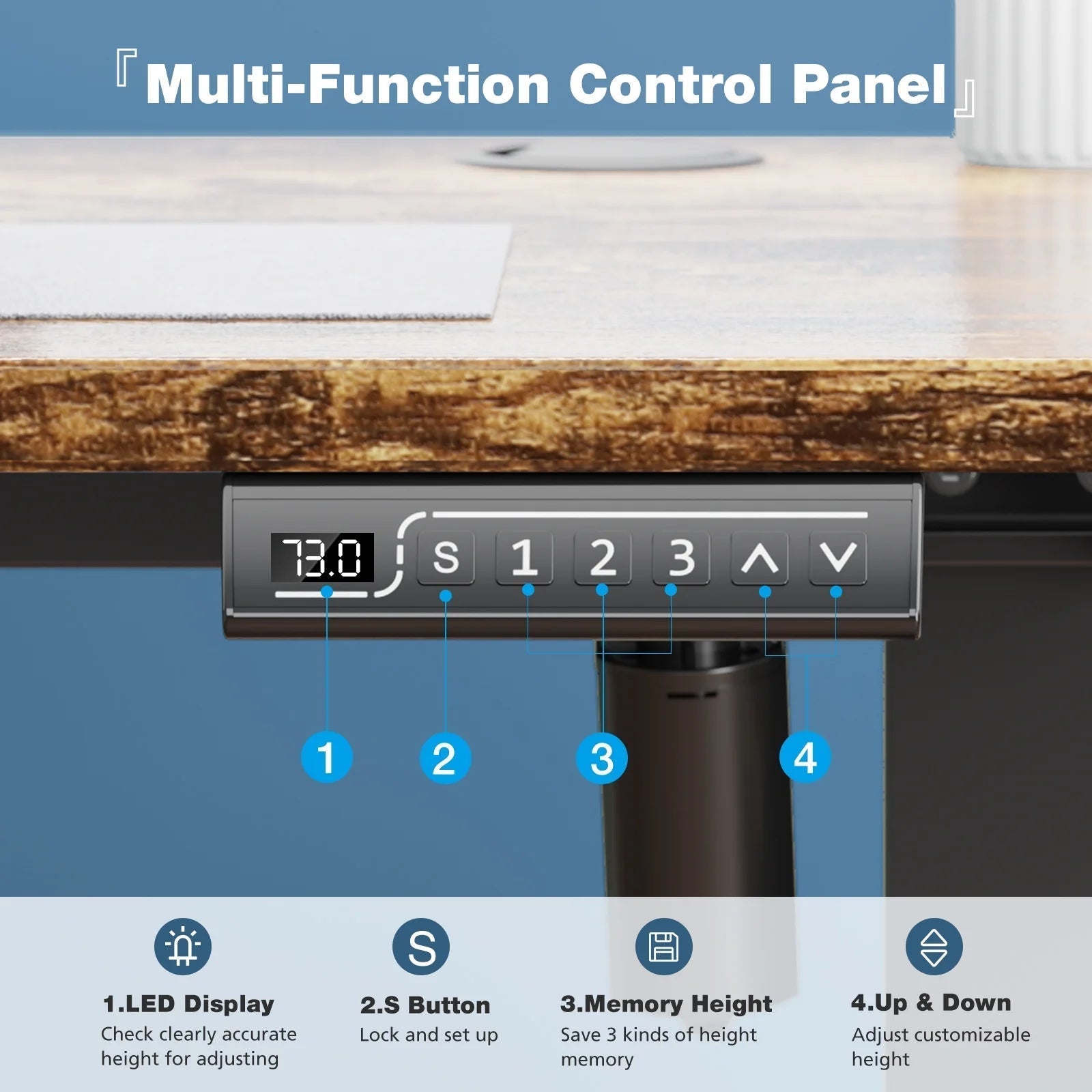 Electric Standing Desk, Height Adjustable Desk, 63 X 24 Inches Ergonomic Stand up Desk with Memory Preset and T-Shaped Metal Bracket for Home Office