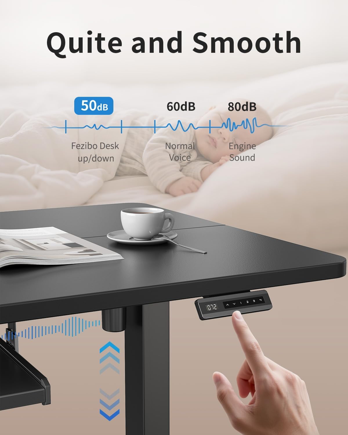 Standing Desk with Keyboard Tray, 63 X 24 Inch Height Adjustable Electric Standing Desk, Sit Stand up Desk, Computer Office Desk, Black