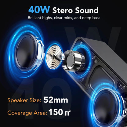Portable Bluetooth Speaker IP7 Waterproof, 40W Loud Sound Wireless Ultra Bluetooth Speaker, 30H Playtime, Deep Bass, Colorful LED Lights, BT5.4, Suitable for Home/Party/Outdoor/Beach/Gift Black