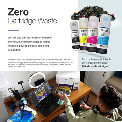 Ecotank ET-2800 Wireless Color All-In-One Cartridge-Free Supertank Printer with Scan and Copy ? the Ideal Basic Home Printer - White