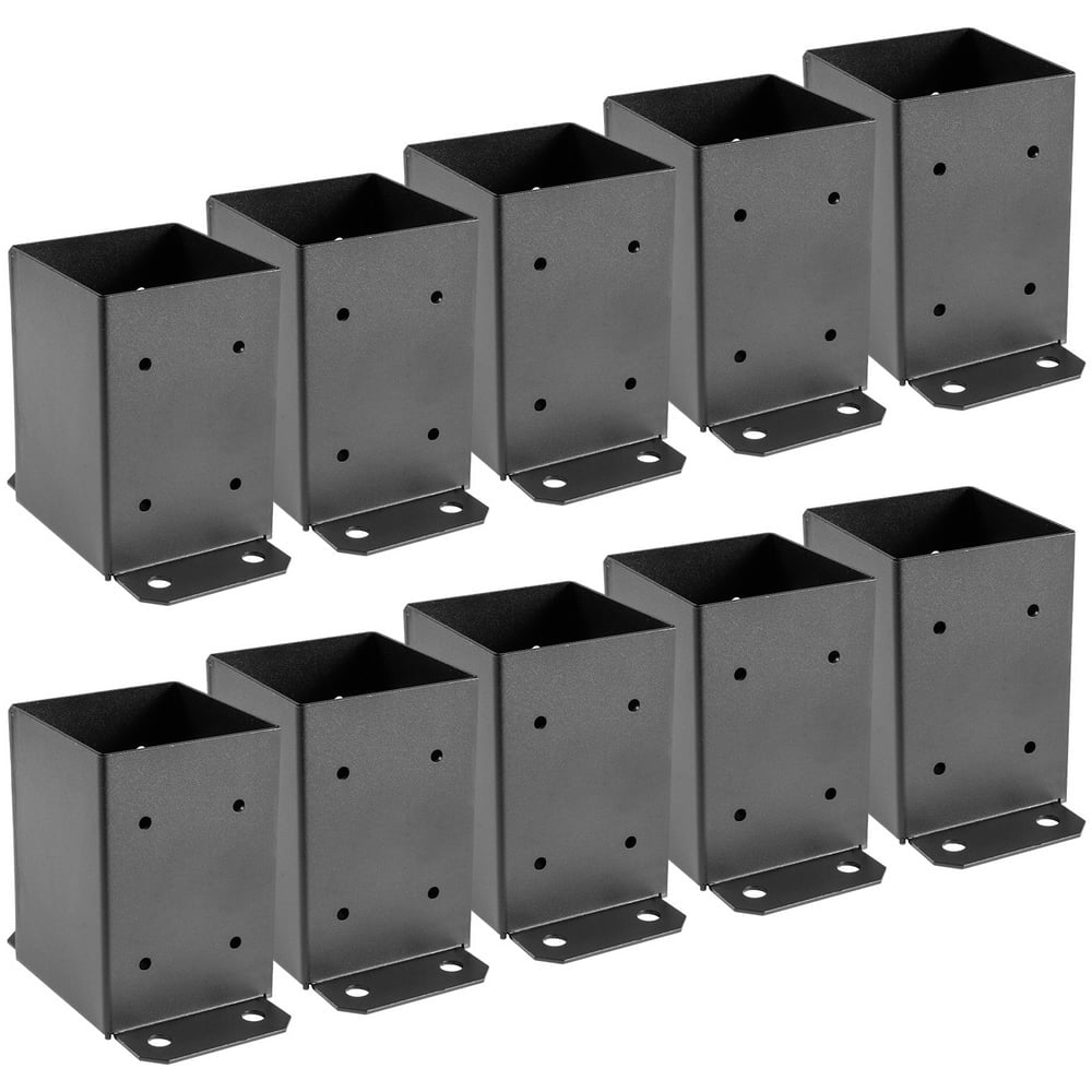 4 X 4 Post Base 10 PCS, Deck Post Base 3.6 X 3.6 Inch, Post Bracket 2.5 LBS Fence Post Anchor Black Powder-Coated Deck Post Base with Thick Steel for Deck Supports Porch Railing Post Holders