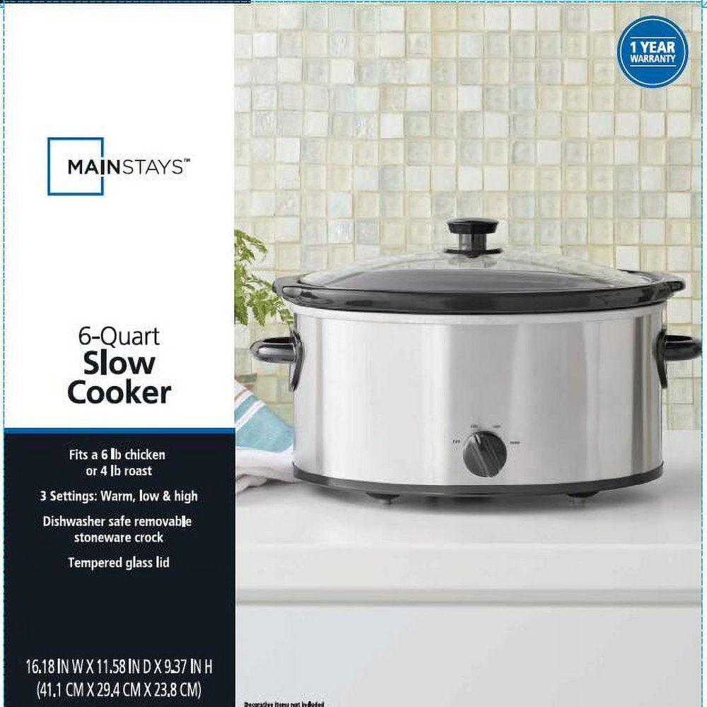 6 Quart Oval Slow Cooker, Stainless Steel Finish, Glass Lid, Model # MS54100112168S