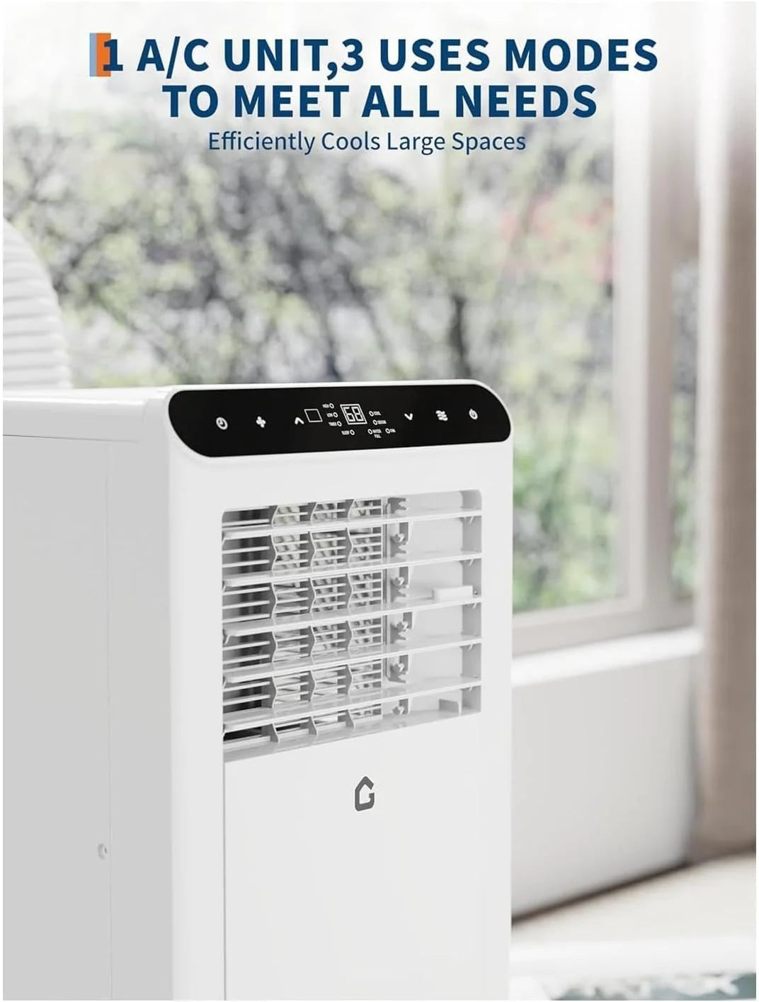 8,000 BTU Portable Air Conditioner: Cools Rooms up to 350 Sq. Ft,3-In-1 Unit with Remote Control