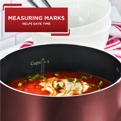 Easy Care Nonstick Cookware, 20 Piece Set, Red, Dishwasher Safe