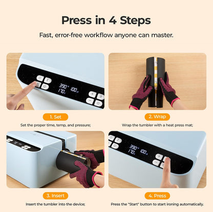 Auto Tumbler Heat Press - A200 Full Cup Transfer Heat Press Machine for 40 OZ Tumbler with Handle, Heat Even and Fast Cups Sublimation Machine with Adjustable Pressure & 4 Memory Modes