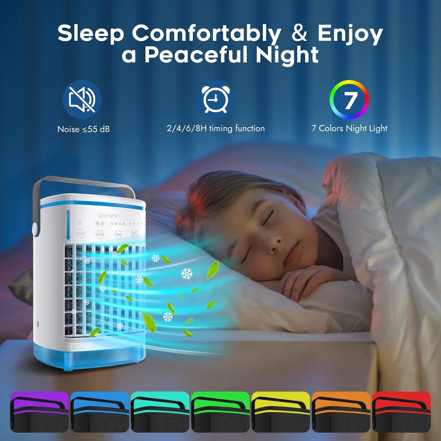 3-In-1 Evaporative Air Cooler 4-Speed Portable Conditioner Cooling Fan 700Ml Mini Humidifier