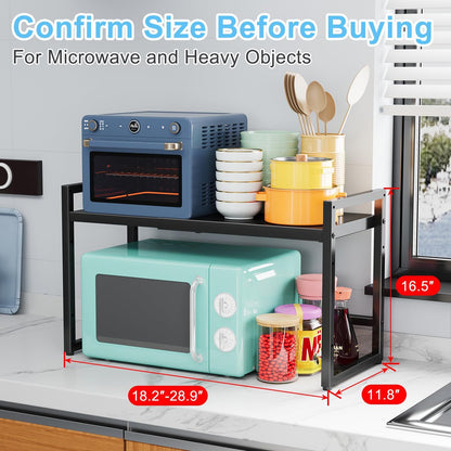 Expandable Metal Storage Shelves, 110LBS Heavy Duty Shelving Units and Storage for Pots Pans Small Appliances, Adjustable Metal Storage Shelf Organizer Rack for Kitchen Cabinets Closet Pantry Garage